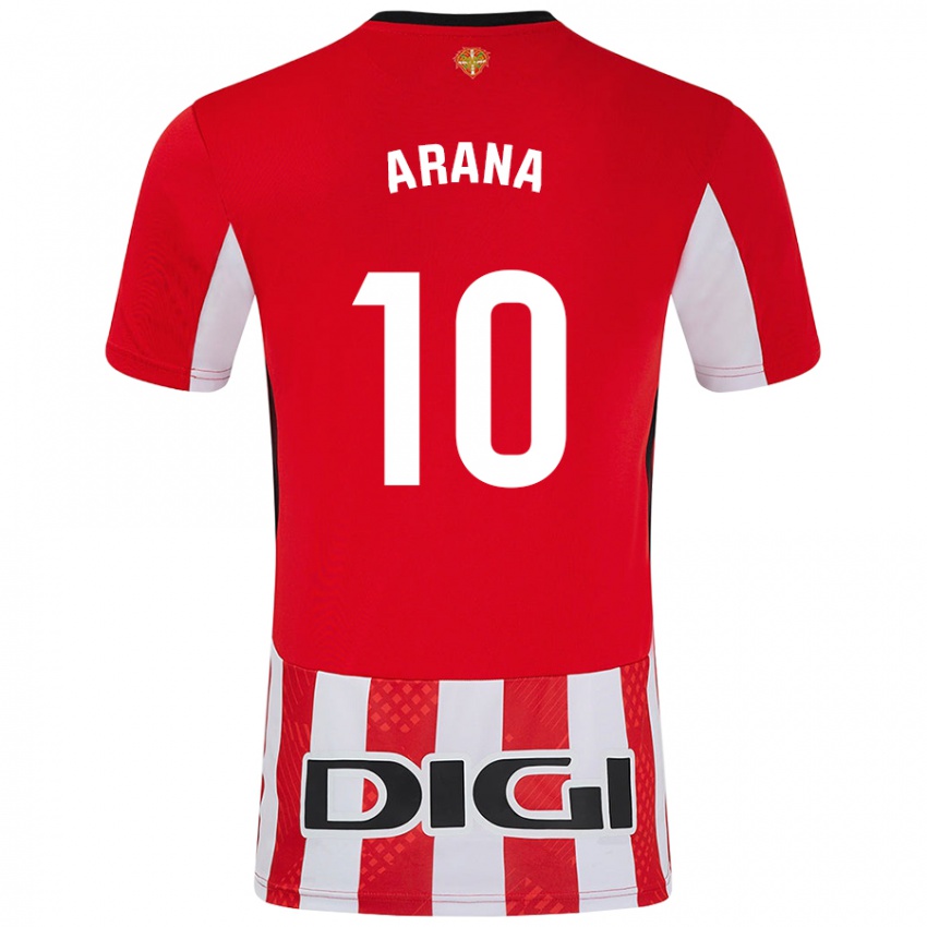 Hombre Camiseta Paula Arana Montes #10 Rojo Blanco 1ª Equipación 2024/25 La Camisa Chile