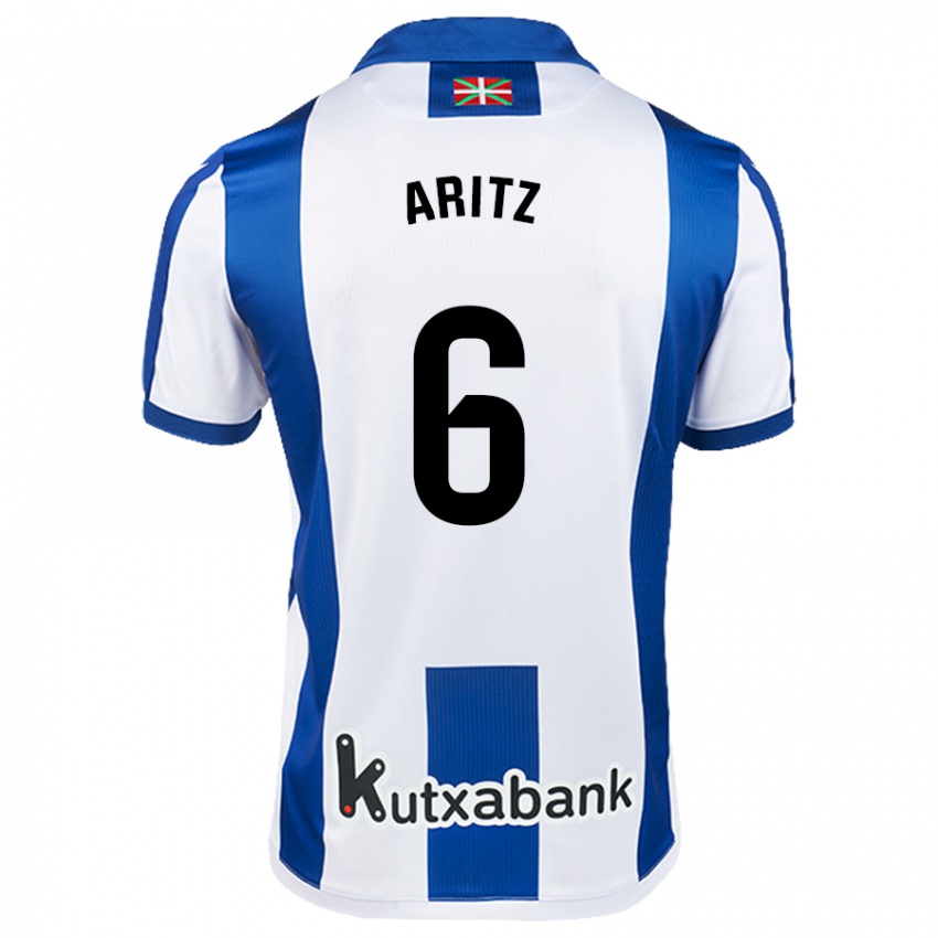 Hombre Camiseta Aritz Elustondo #6 Blanco Azul 1ª Equipación 2024/25 La Camisa Chile