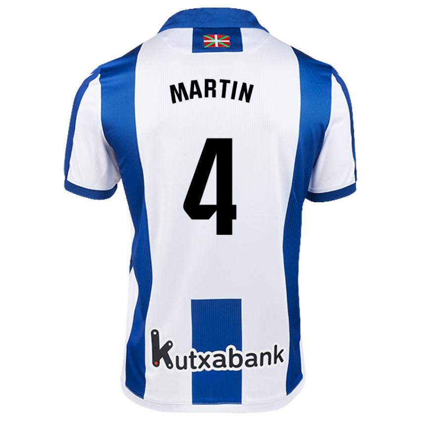 Hombre Camiseta Jon Martín #4 Blanco Azul 1ª Equipación 2024/25 La Camisa Chile