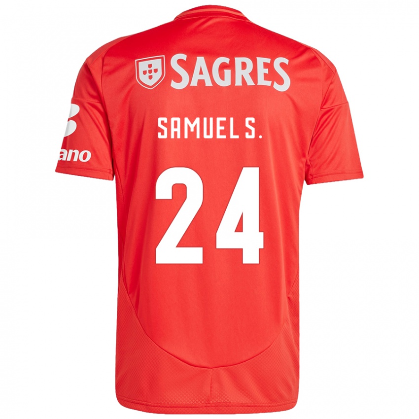 Hombre Camiseta Samuel Soares #24 Rojo Blanco 1ª Equipación 2024/25 La Camisa Chile