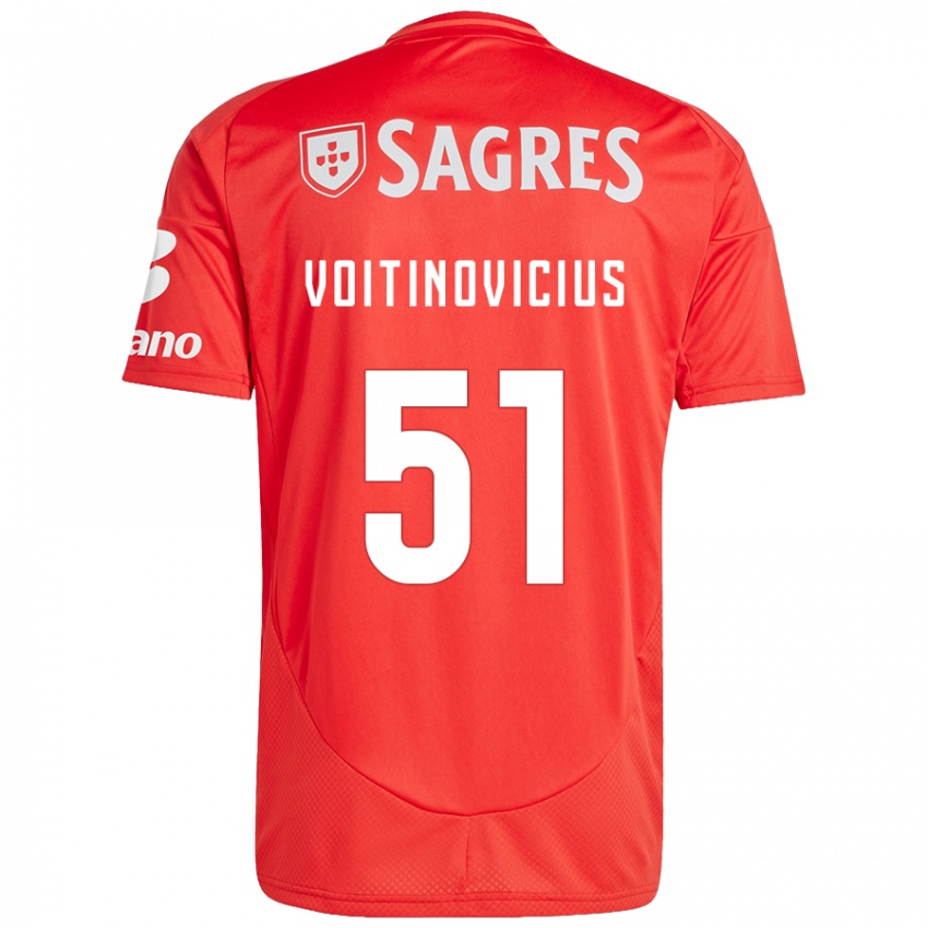 Hombre Camiseta Arnas Voitinovicius #51 Rojo Blanco 1ª Equipación 2024/25 La Camisa Chile