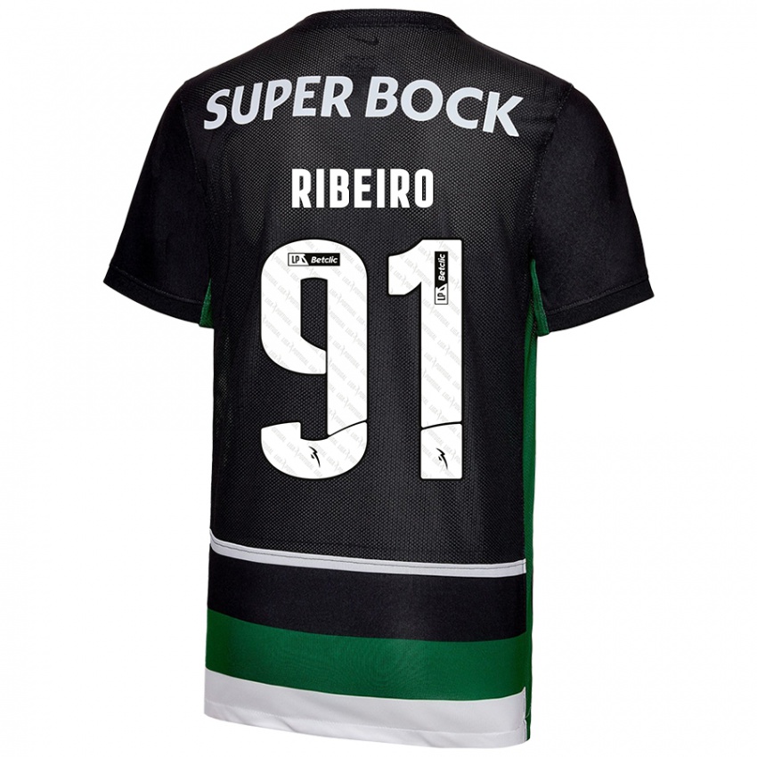 Hombre Camiseta Rodrigo Ribeiro #91 Negro Blanco Verde 1ª Equipación 2024/25 La Camisa Chile