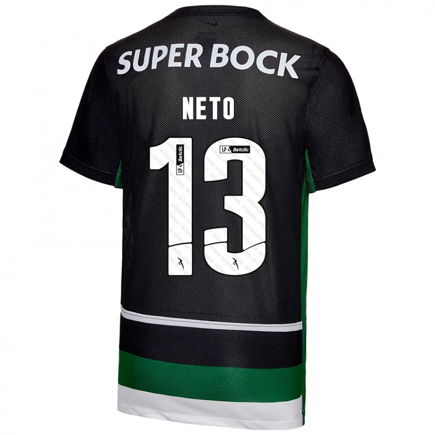 Hombre Camiseta Luis Neto #13 Negro Blanco Verde 1ª Equipación 2024/25 La Camisa Chile