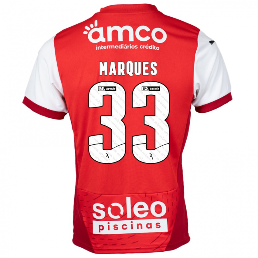 Hombre Camiseta João Marques #33 Rojo Blanco 1ª Equipación 2024/25 La Camisa Chile