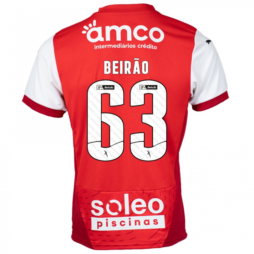 Hombre Camiseta Rodrigo Beirão #63 Rojo Blanco 1ª Equipación 2024/25 La Camisa Chile