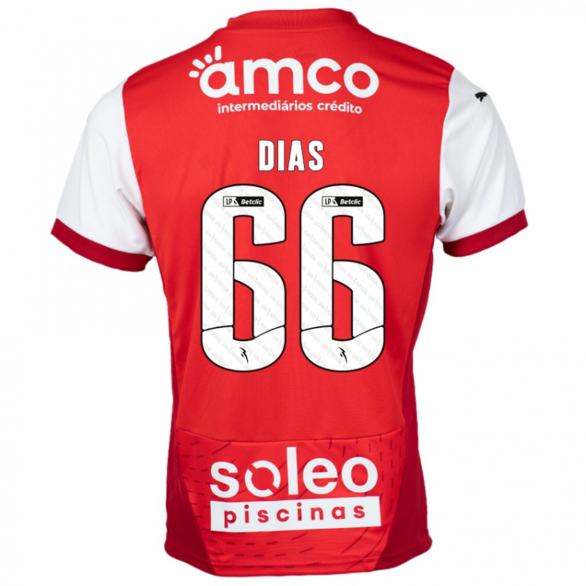 Hombre Camiseta Gonçalo Dias #66 Rojo Blanco 1ª Equipación 2024/25 La Camisa Chile