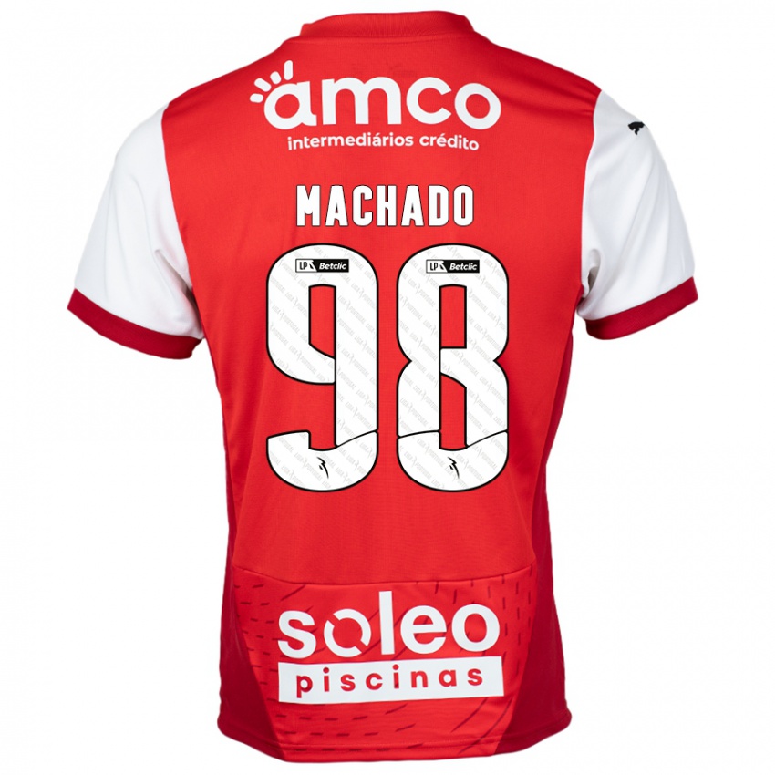 Hombre Camiseta Gonçalo Machado #98 Rojo Blanco 1ª Equipación 2024/25 La Camisa Chile