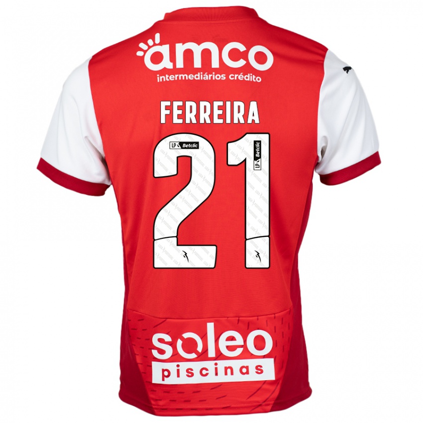 Hombre Camiseta Ana Carolina Ferreira #21 Rojo Blanco 1ª Equipación 2024/25 La Camisa Chile