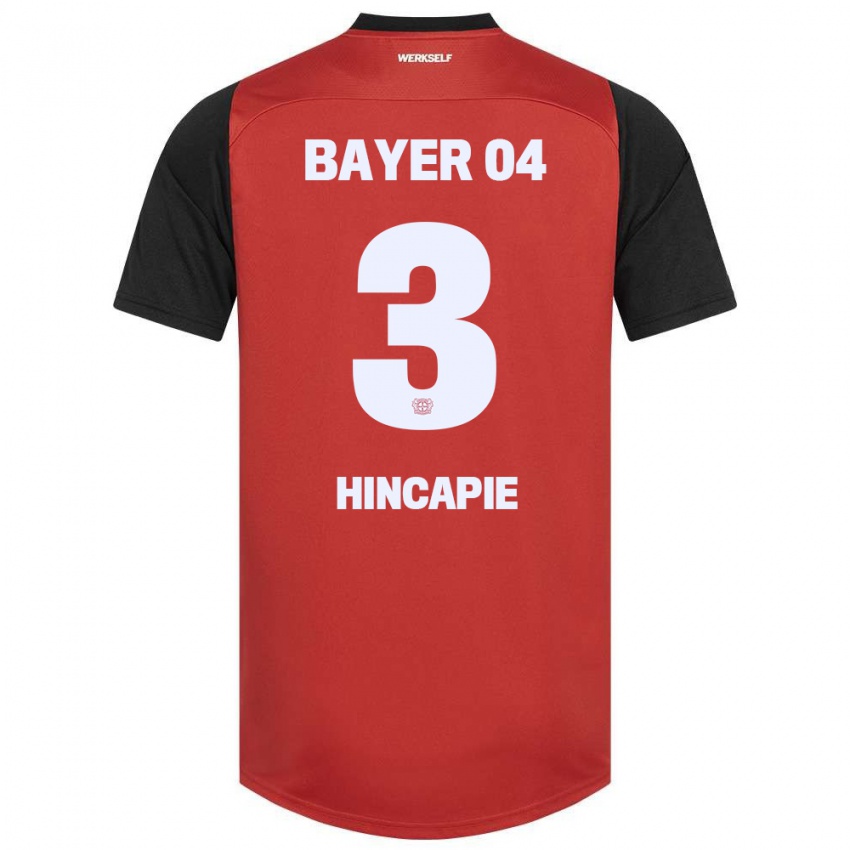 Hombre Camiseta Piero Hincapié #3 Rojo Negro 1ª Equipación 2024/25 La Camisa Chile