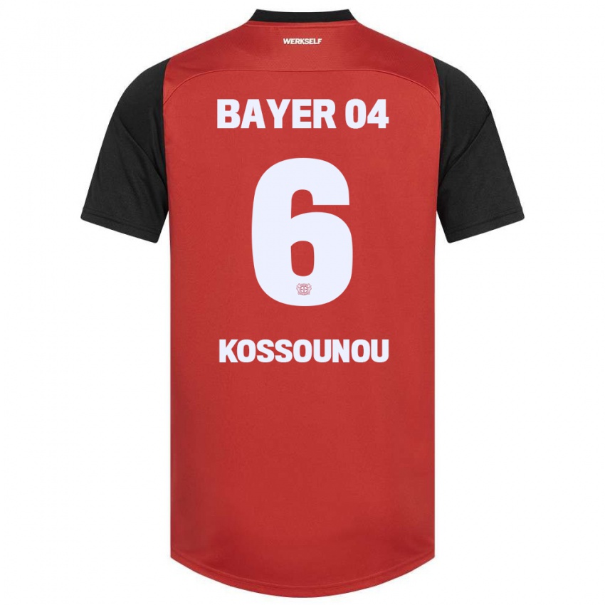 Hombre Camiseta Odilon Kossounou #6 Rojo Negro 1ª Equipación 2024/25 La Camisa Chile