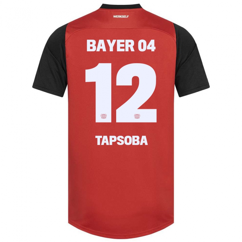 Hombre Camiseta Edmond Tapsoba #12 Rojo Negro 1ª Equipación 2024/25 La Camisa Chile