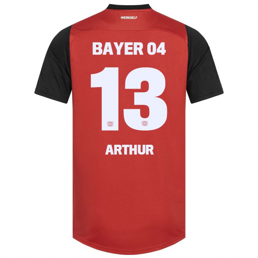 Hombre Camiseta Arthur #13 Rojo Negro 1ª Equipación 2024/25 La Camisa Chile