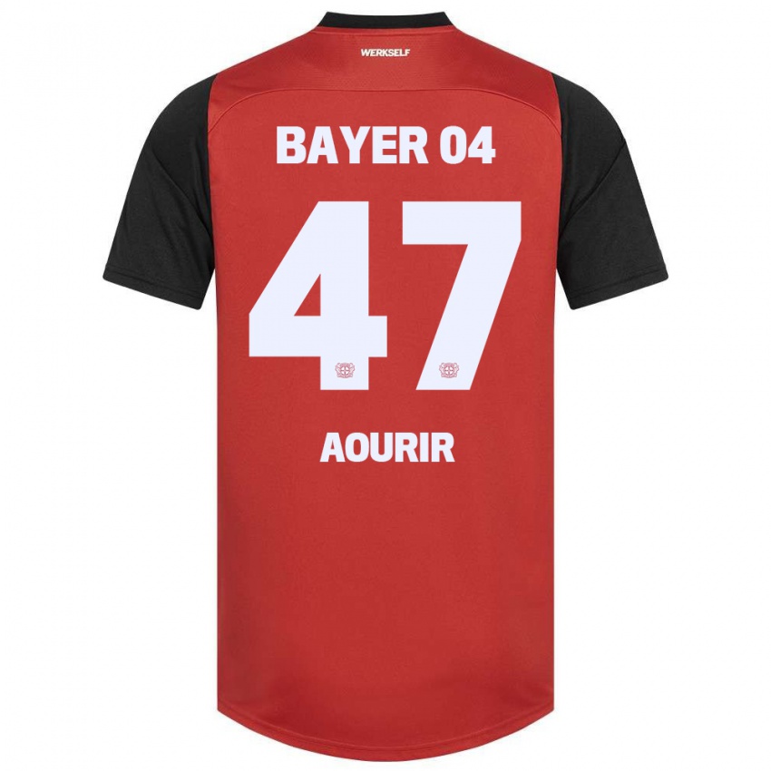 Hombre Camiseta Ayman Aourir #47 Rojo Negro 1ª Equipación 2024/25 La Camisa Chile