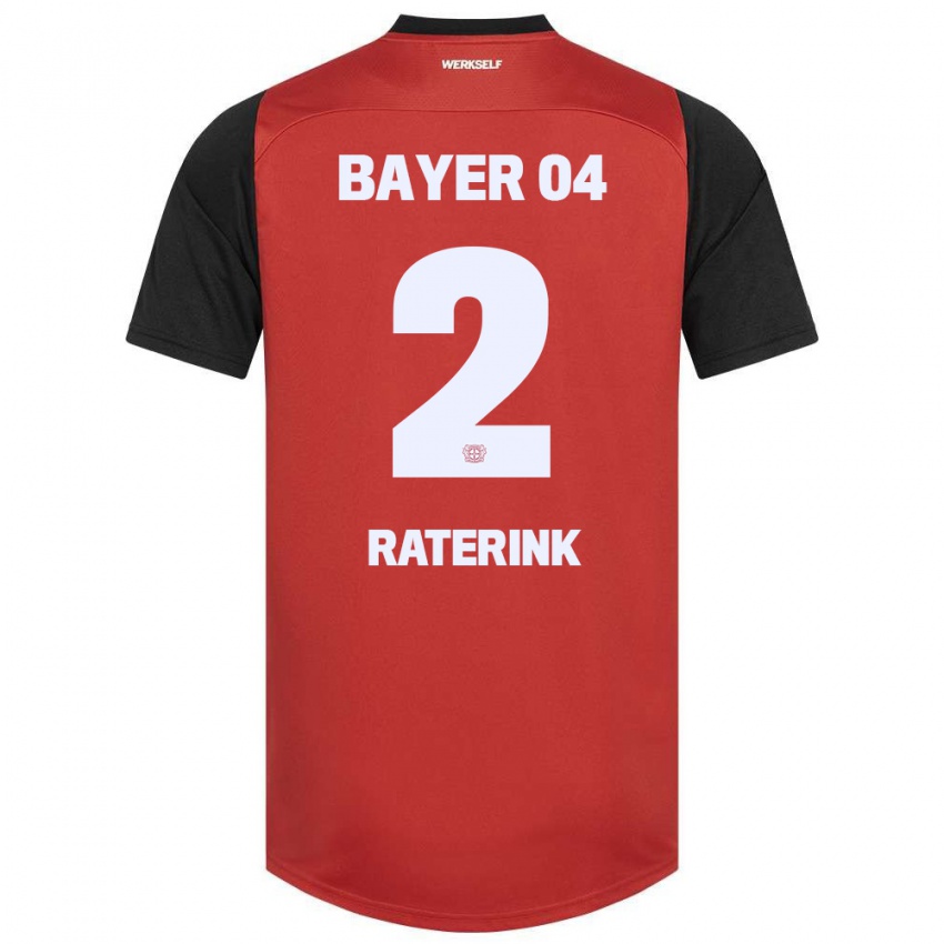 Hombre Camiseta Othniël Raterink #2 Rojo Negro 1ª Equipación 2024/25 La Camisa Chile