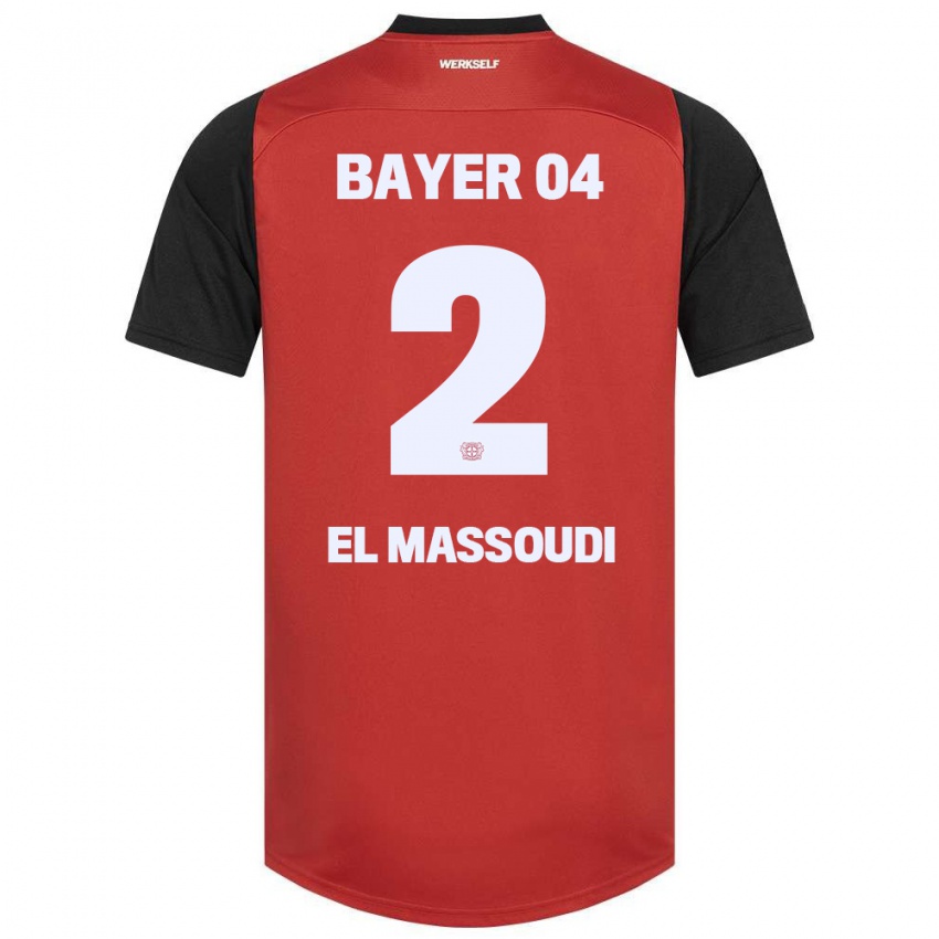 Hombre Camiseta Nassim El Massoudi #2 Rojo Negro 1ª Equipación 2024/25 La Camisa Chile