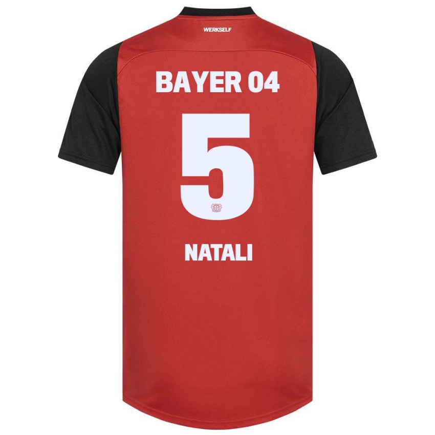 Hombre Camiseta Andrea Natali #5 Rojo Negro 1ª Equipación 2024/25 La Camisa Chile