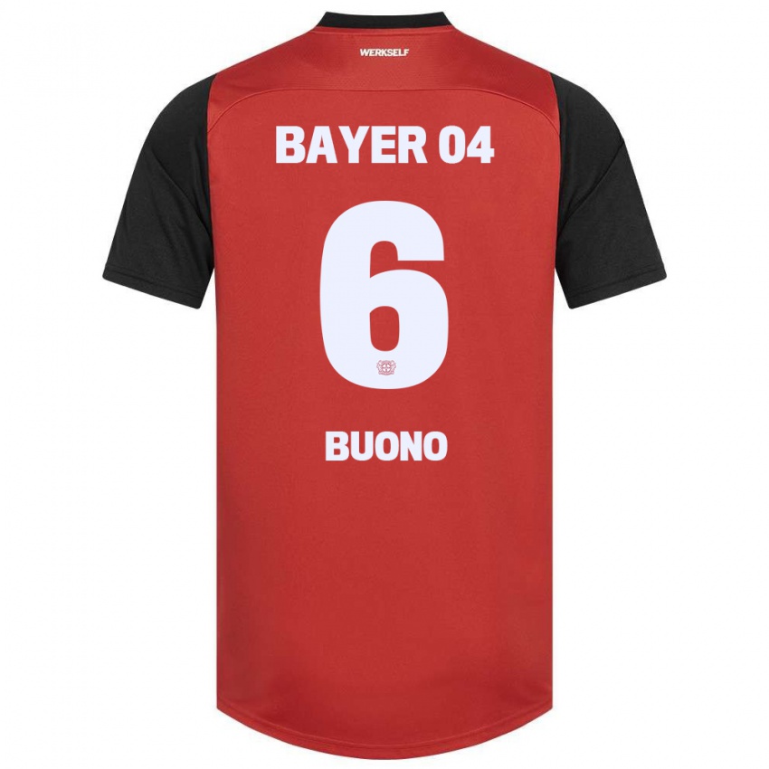 Hombre Camiseta Francesco Buono #6 Rojo Negro 1ª Equipación 2024/25 La Camisa Chile