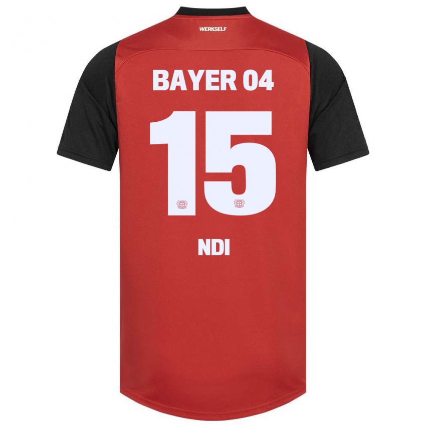 Hombre Camiseta Bradley Ndi #15 Rojo Negro 1ª Equipación 2024/25 La Camisa Chile