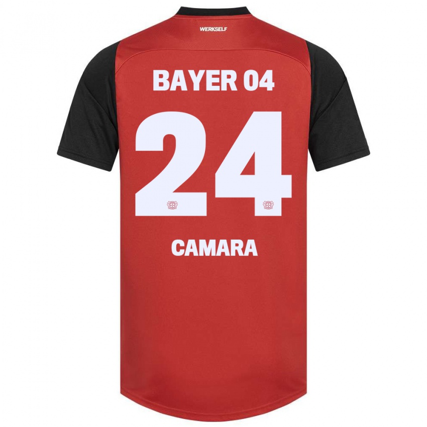 Hombre Camiseta Nourdine Camara #24 Rojo Negro 1ª Equipación 2024/25 La Camisa Chile