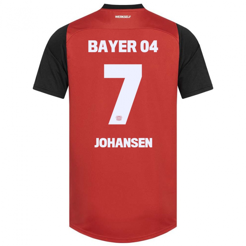 Hombre Camiseta Cecilie Johansen #7 Rojo Negro 1ª Equipación 2024/25 La Camisa Chile