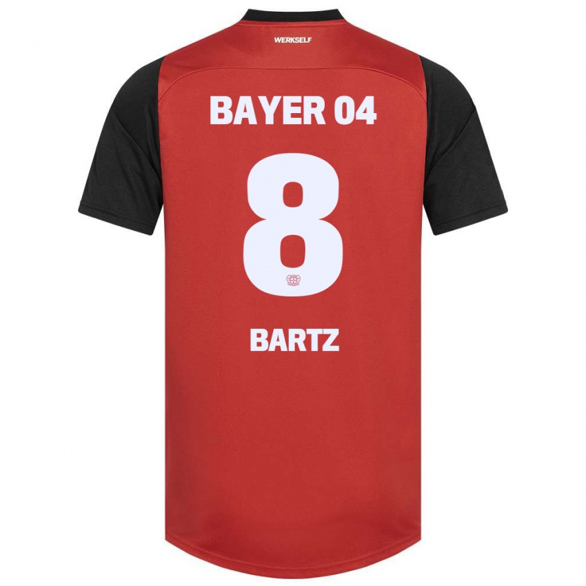 Hombre Camiseta Paulina Bartz #8 Rojo Negro 1ª Equipación 2024/25 La Camisa Chile