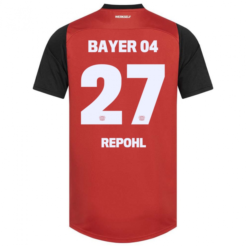 Hombre Camiseta Friederike Repohl #27 Rojo Negro 1ª Equipación 2024/25 La Camisa Chile