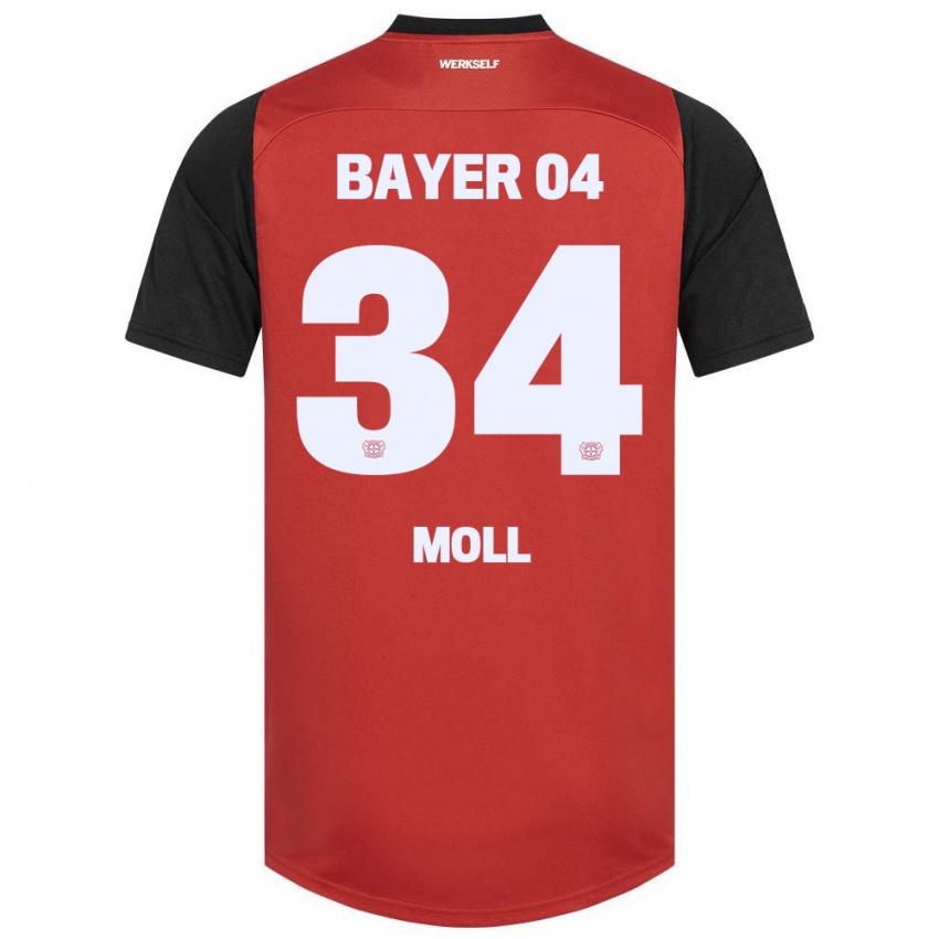 Hombre Camiseta Anne Moll #34 Rojo Negro 1ª Equipación 2024/25 La Camisa Chile