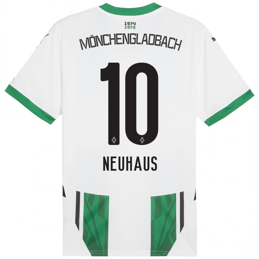 Hombre Camiseta Florian Neuhaus #10 Blanco Verde 1ª Equipación 2024/25 La Camisa Chile