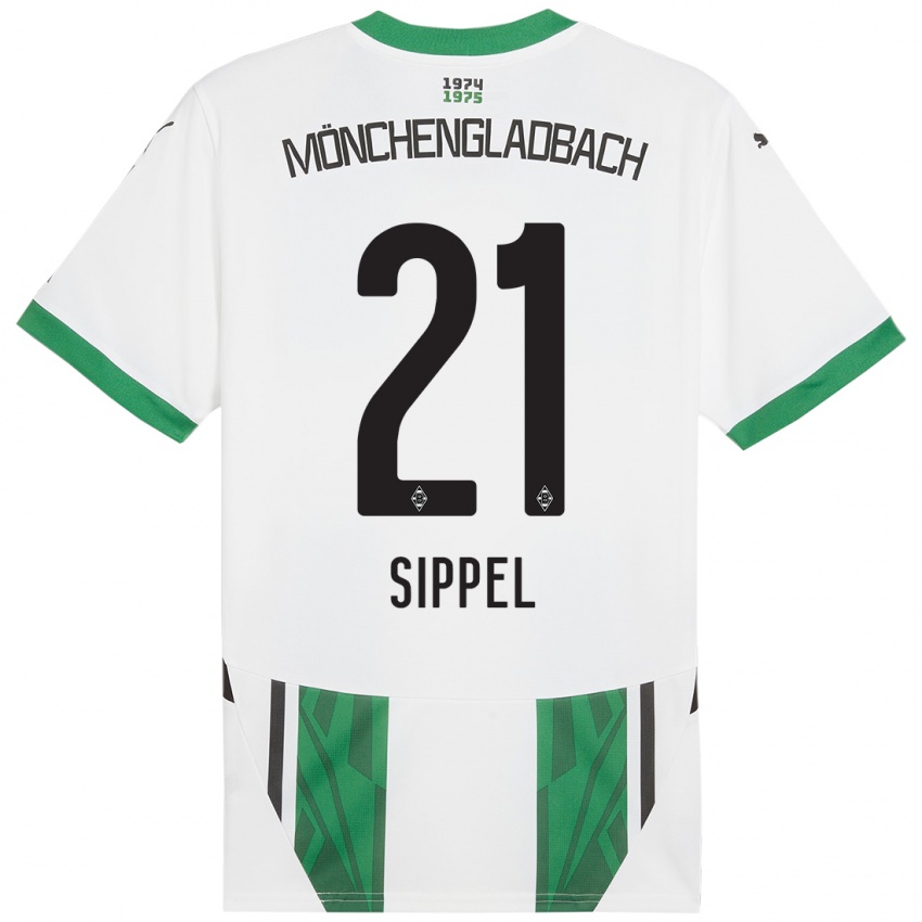 Hombre Camiseta Tobias Sippel #21 Blanco Verde 1ª Equipación 2024/25 La Camisa Chile