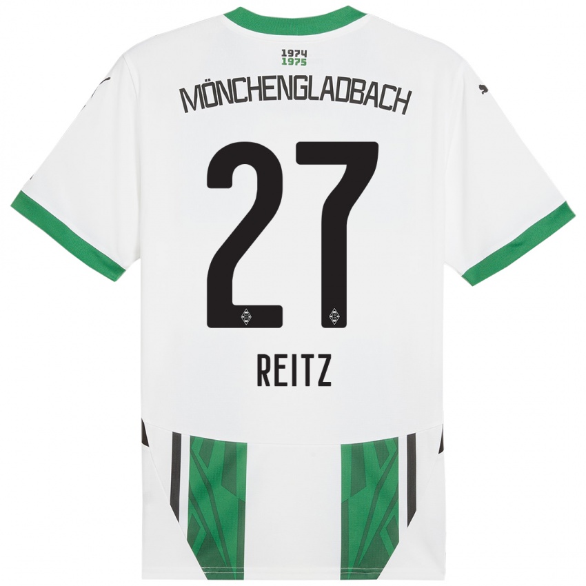 Hombre Camiseta Rocco Reitz #27 Blanco Verde 1ª Equipación 2024/25 La Camisa Chile