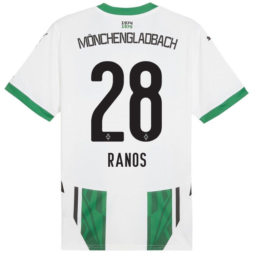 Hombre Camiseta Grant-Leon Ranos #28 Blanco Verde 1ª Equipación 2024/25 La Camisa Chile