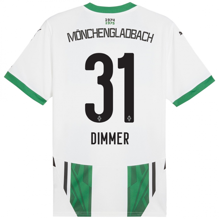 Hombre Camiseta Florian Dimmer #31 Blanco Verde 1ª Equipación 2024/25 La Camisa Chile