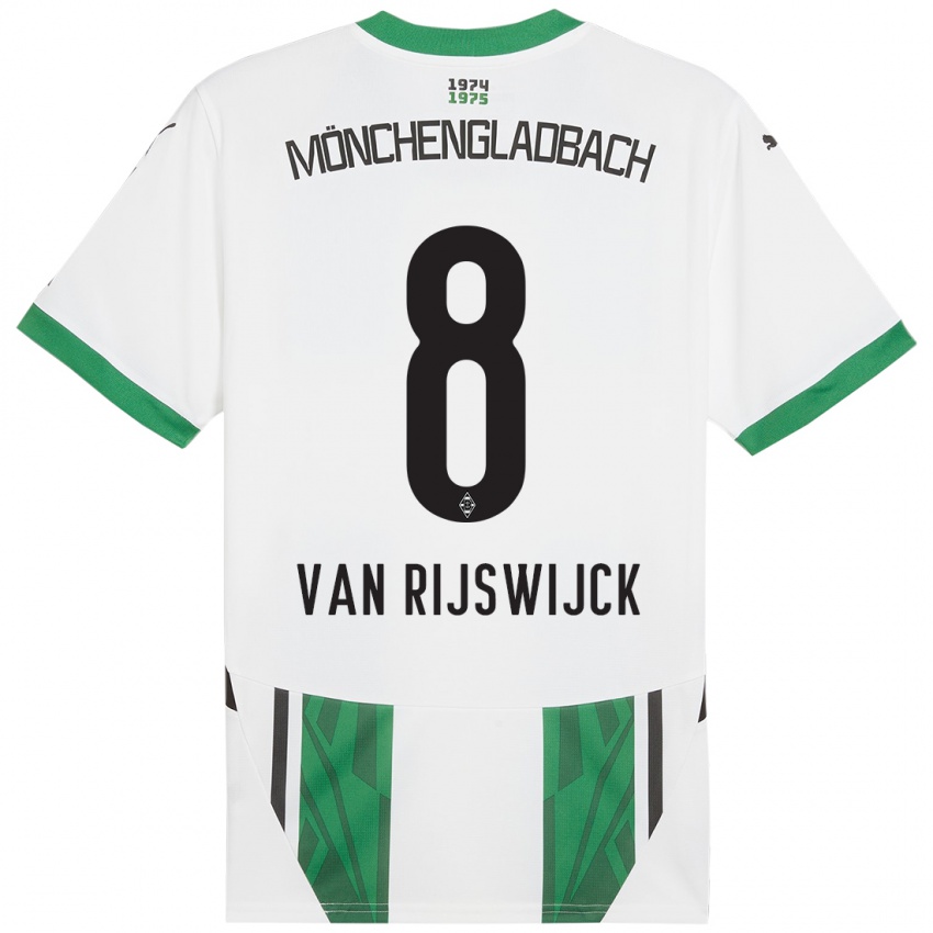 Hombre Camiseta Britt Van Rijswijck #8 Blanco Verde 1ª Equipación 2024/25 La Camisa Chile