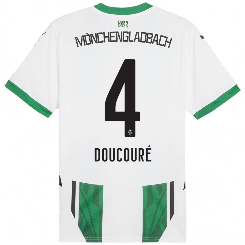 Hombre Camiseta Mamadou Doucoure #4 Blanco Verde 1ª Equipación 2024/25 La Camisa Chile