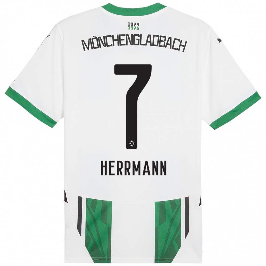 Hombre Camiseta Patrick Herrmann #7 Blanco Verde 1ª Equipación 2024/25 La Camisa Chile