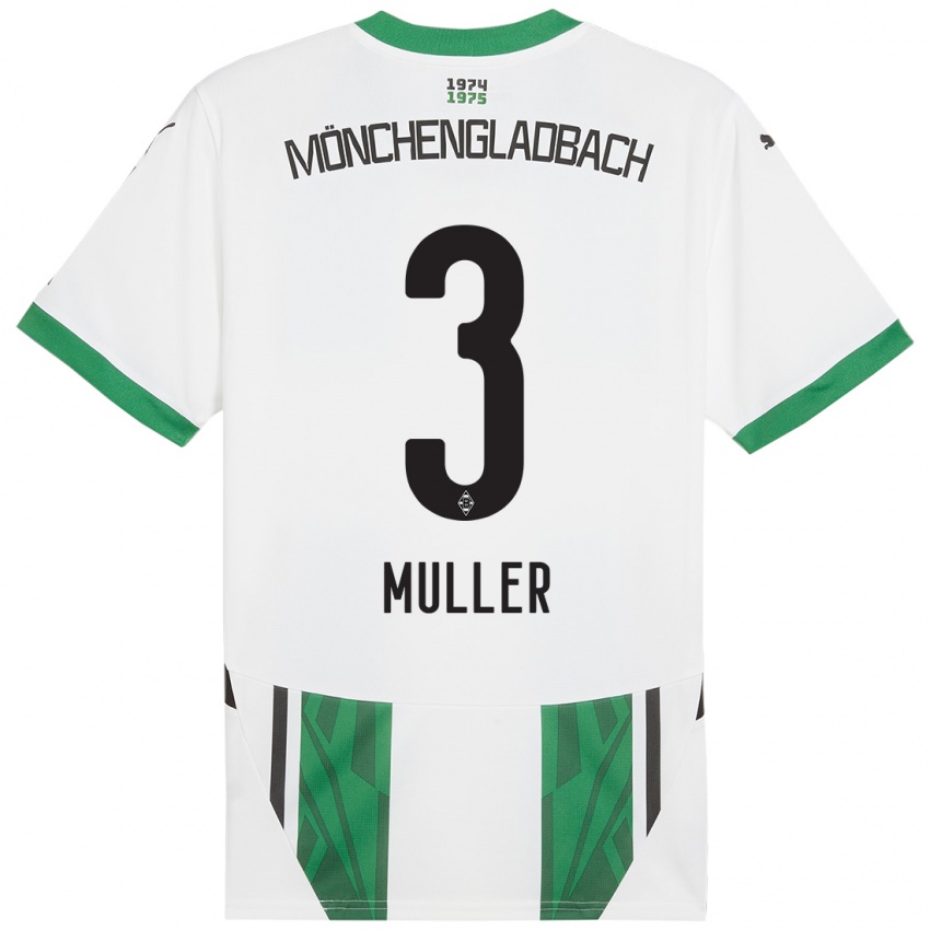 Hombre Camiseta Barbara Müller #3 Blanco Verde 1ª Equipación 2024/25 La Camisa Chile