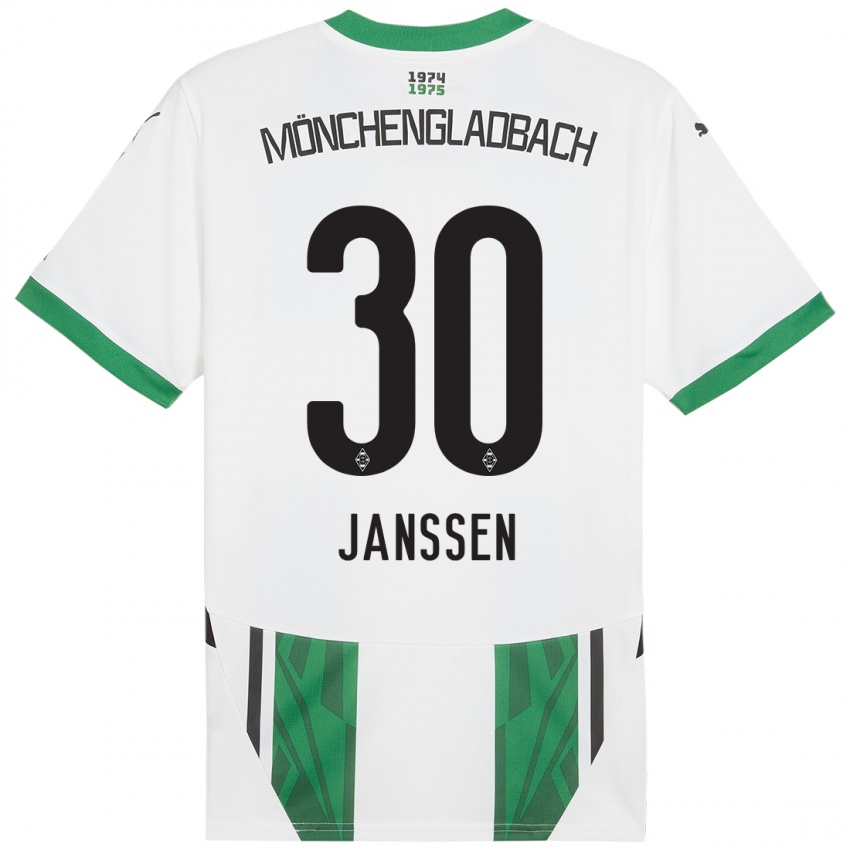 Hombre Camiseta Annalena Janssen #30 Blanco Verde 1ª Equipación 2024/25 La Camisa Chile