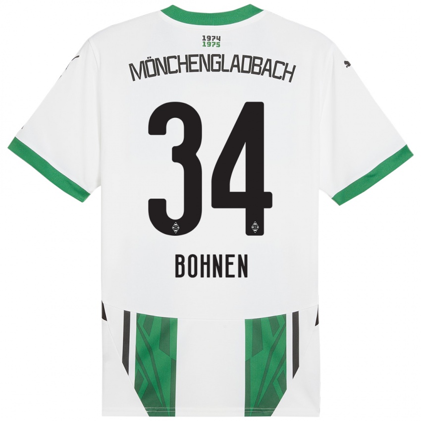 Hombre Camiseta Bohnen #34 Blanco Verde 1ª Equipación 2024/25 La Camisa Chile