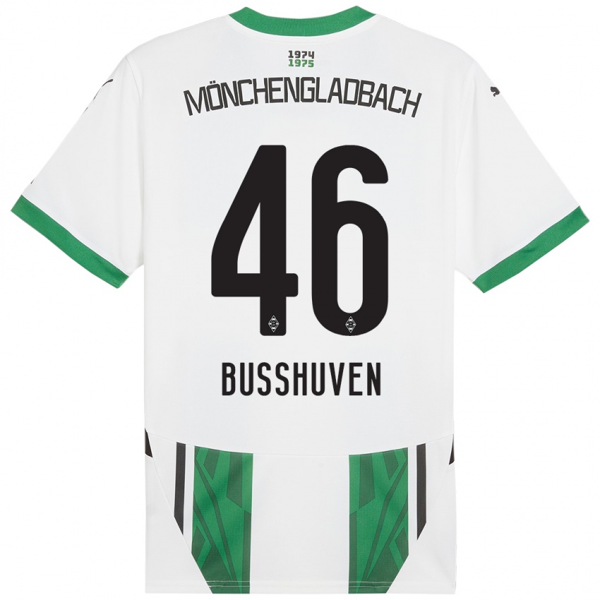 Hombre Camiseta Alina Busshuven #46 Blanco Verde 1ª Equipación 2024/25 La Camisa Chile