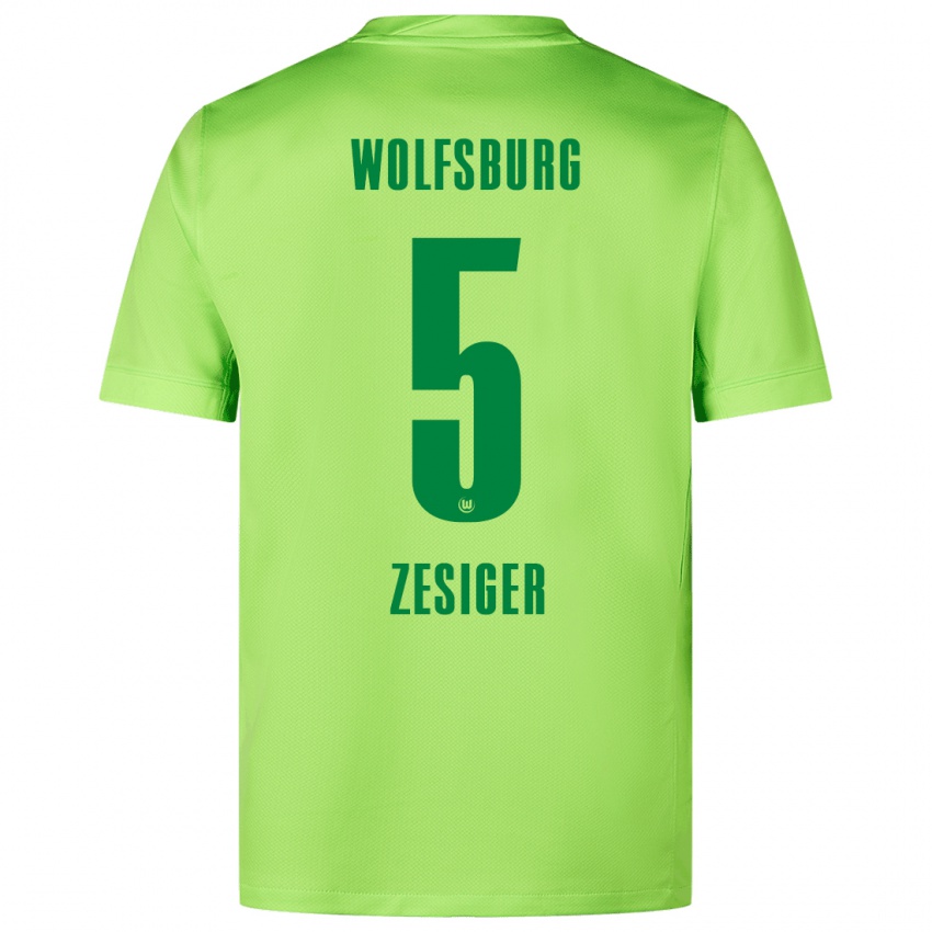 Hombre Camiseta Cédric Zesiger #5 Verde Fluorescente 1ª Equipación 2024/25 La Camisa Chile