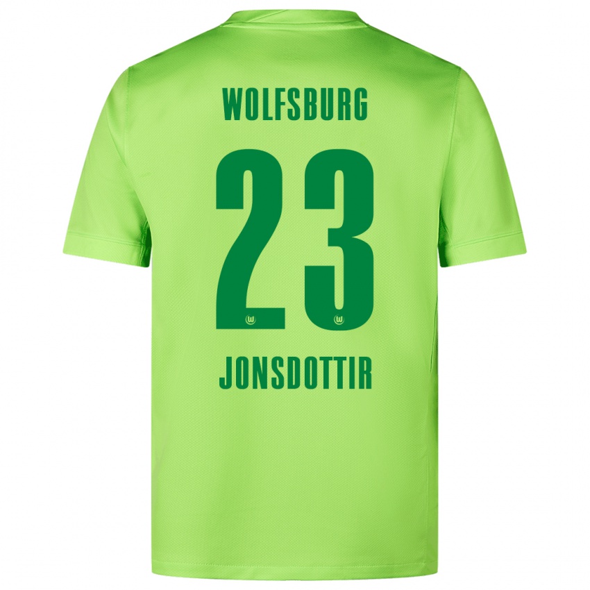 Hombre Camiseta Sveindís Jane Jónsdóttir #23 Verde Fluorescente 1ª Equipación 2024/25 La Camisa Chile