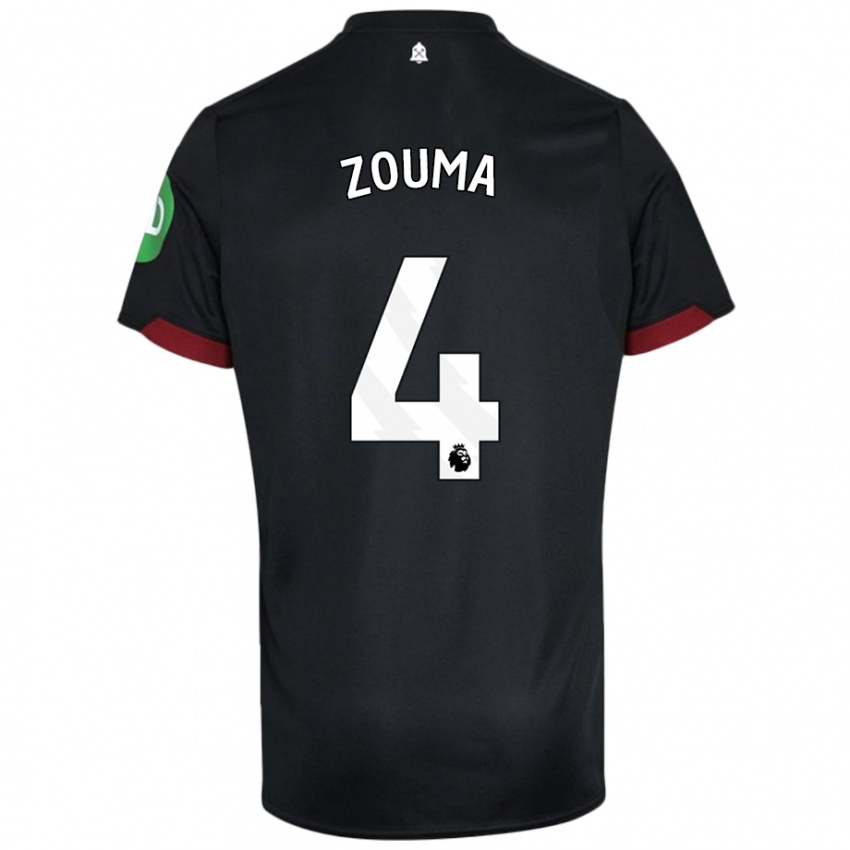 Hombre Camiseta Kurt Zouma #4 Negro Blanco 2ª Equipación 2024/25 La Camisa Chile