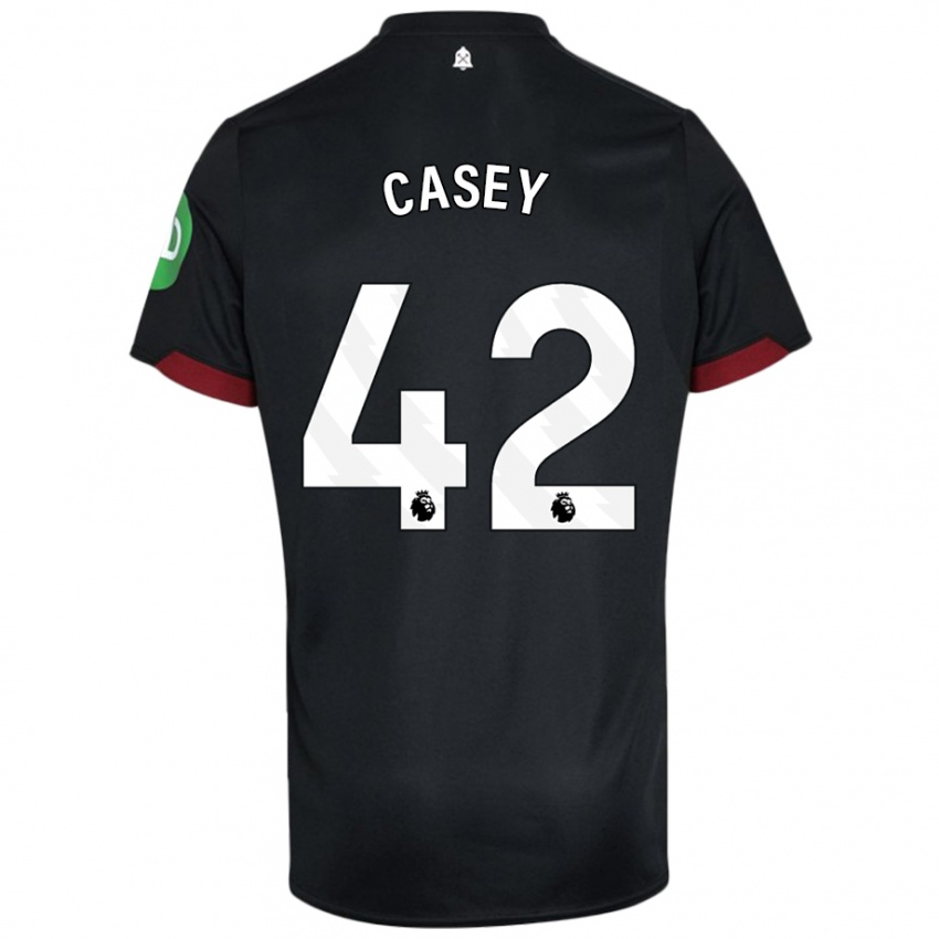 Hombre Camiseta Kaelan Casey #42 Negro Blanco 2ª Equipación 2024/25 La Camisa Chile