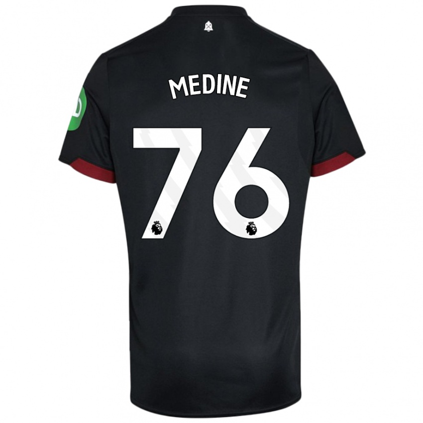 Hombre Camiseta Jethro Medine #76 Negro Blanco 2ª Equipación 2024/25 La Camisa Chile