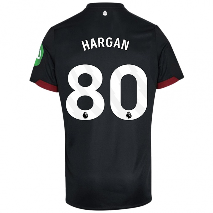 Hombre Camiseta Riley Hargan #80 Negro Blanco 2ª Equipación 2024/25 La Camisa Chile