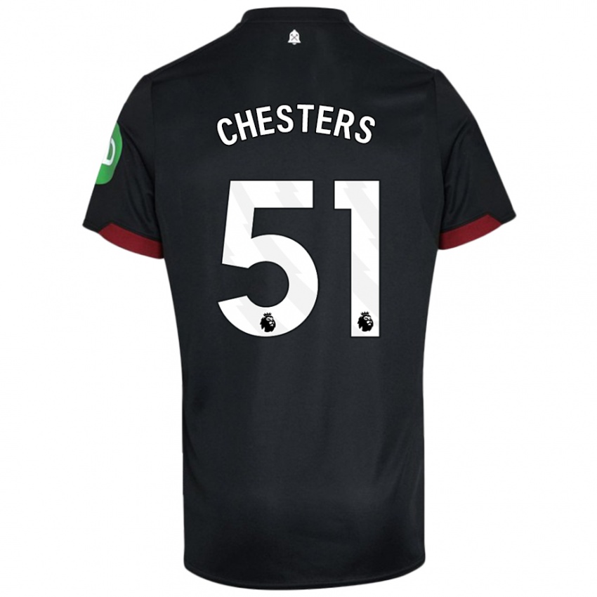 Hombre Camiseta Dan Chesters #51 Negro Blanco 2ª Equipación 2024/25 La Camisa Chile