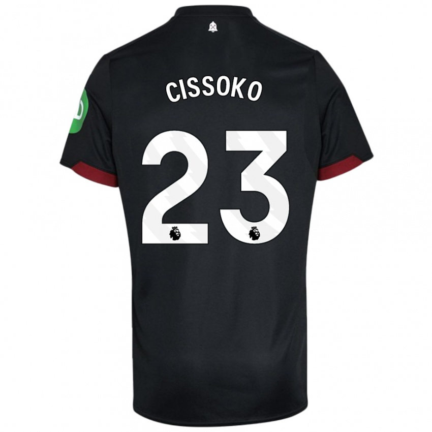 Hombre Camiseta Hawa Cissoko #23 Negro Blanco 2ª Equipación 2024/25 La Camisa Chile