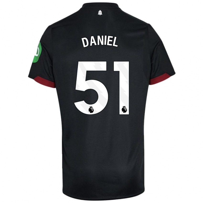 Hombre Camiseta Daniel Chesters #51 Negro Blanco 2ª Equipación 2024/25 La Camisa Chile