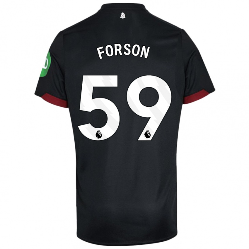 Hombre Camiseta Keenan Forson #59 Negro Blanco 2ª Equipación 2024/25 La Camisa Chile