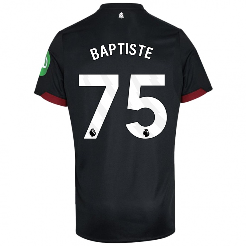 Hombre Camiseta Jamal Baptiste #75 Negro Blanco 2ª Equipación 2024/25 La Camisa Chile